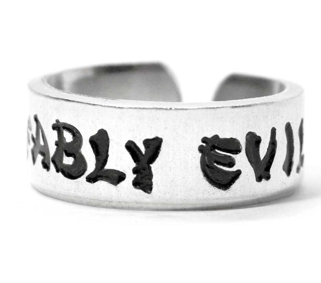 Affably Evil - TV Tropes Handstamped Aluminum Adjustable Ring