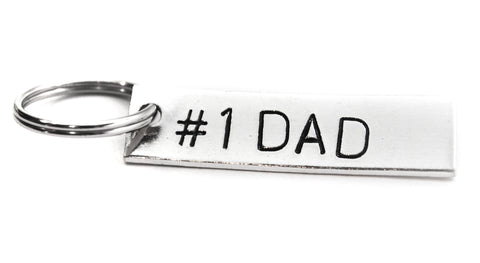 #1 Dad - Aluminum Handstamped Keychain