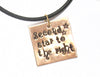 Second Star to the Right - [Peter Pan] Brass Square Handstamped Necklace on Black Leather Cord