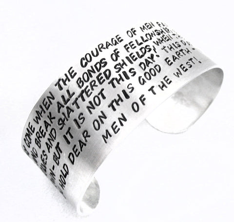 Aragorn's Speech - Aluminum Handstamped Wide 1" Cuff