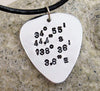 Custom Latitude / Longitude Aluminum Guitar Pick Pendant