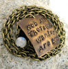 Not All Those Who Wander Are Lost - Antiqued Brass Handstamped Pendant w/Black Swarovski Crystal