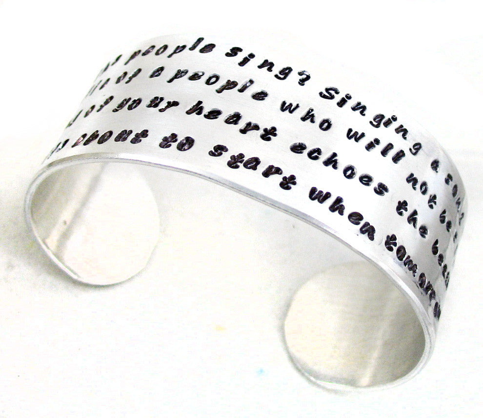 Custom 1" Wide Hand Stamped Aluminum Cuff - with YOUR Favorite Quote, Phrase, Etc., Personalized for You