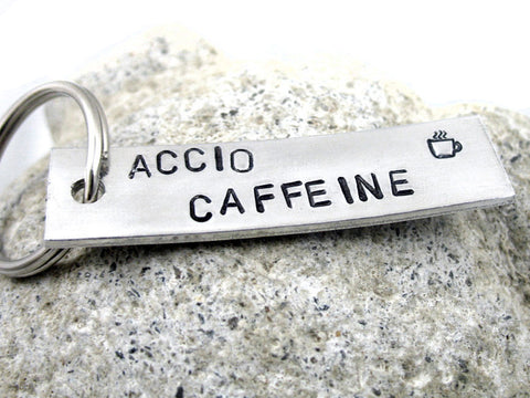 Accio Caffeine - Handstamped Aluminum Keychain