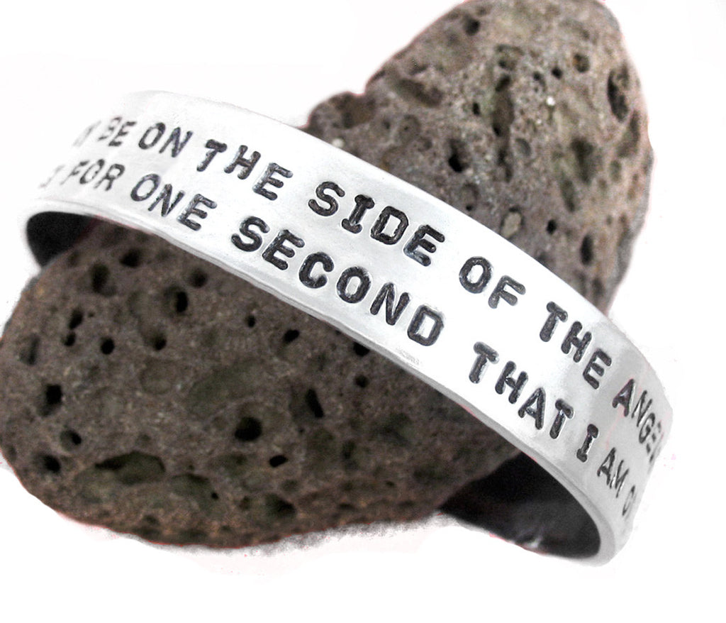 Sherlock Inspired, I May Be On the Side of the Angels... Aluminum Cuff Bracelet
