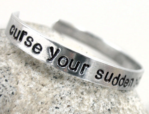 Curse Your Sudden But Inevitable Betrayal - Aluminum Handstamped 1/4" Bracelet