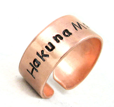 Hakuna Matata - Copper Handstamped Ring