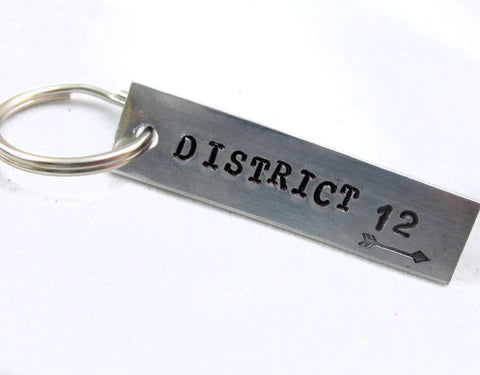 District 12 - Aluminum Handstamped Keychain