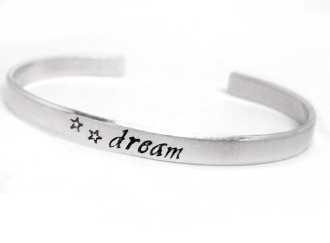 Dream - Aluminum Handstamped Bracelet