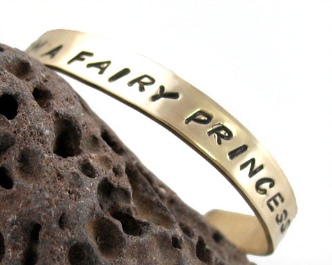 Fairy Princess - Gold Brass Handstamped 1/4” Bracelet for Toddlers & Babies