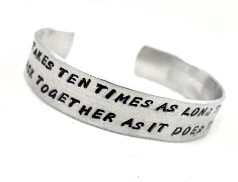 Hunger Games Reconstruction Quote - Aluminum Handstamped 1/2” Cuff