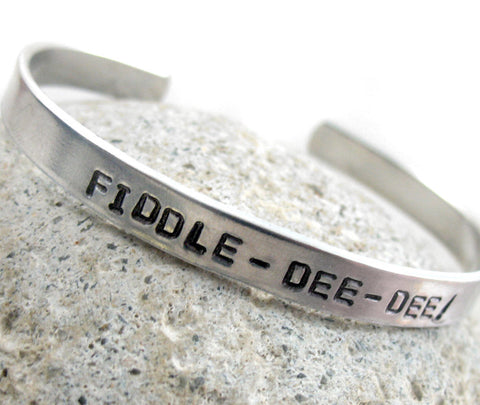 Fiddle-dee-dee! - Aluminum Handstamped 1/4" Bracelet
