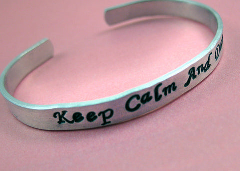 Keep Calm and Dance - Aluminum Handstamped 1/4" Bracelet