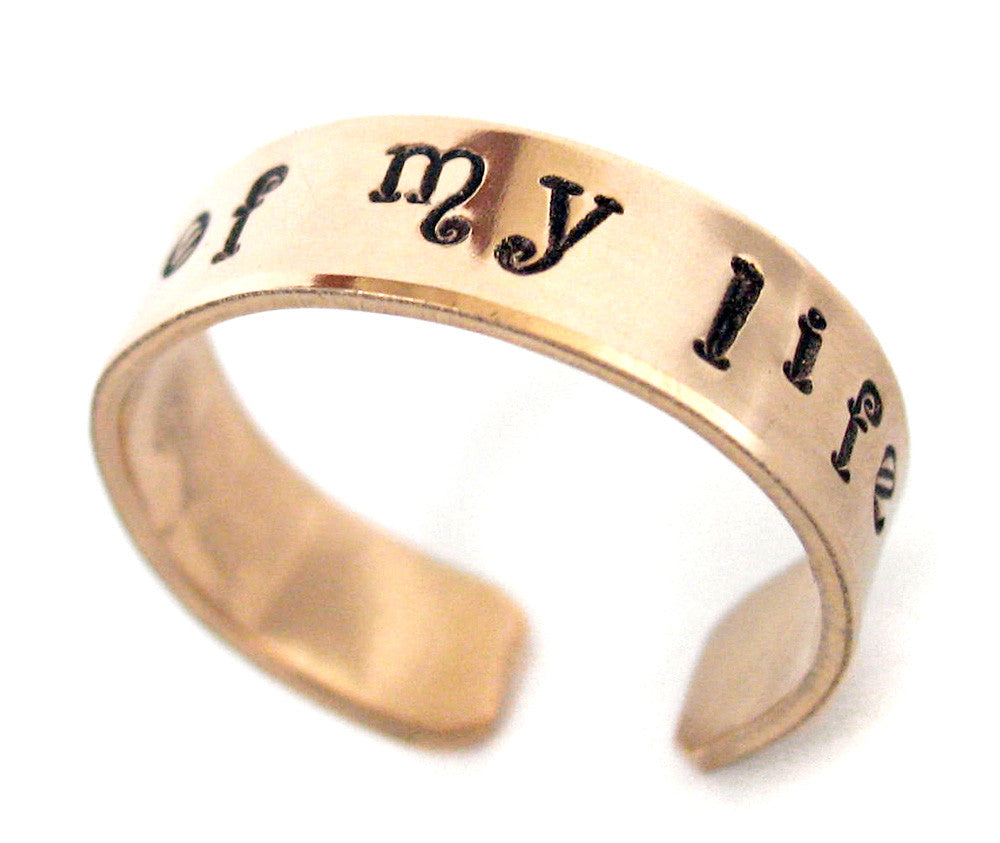 Moon of My Life - Hand Stamped 14k Gold Filled Ring, Adjustable