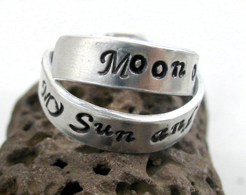 My Sun and Stars, Moon of my Life - [Game of Thrones] Aluminum Handstamped Ring Pair