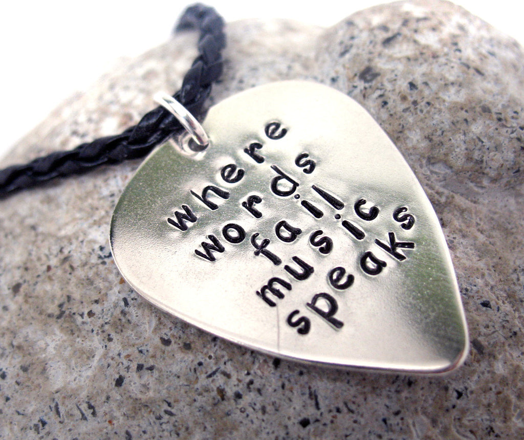 Custom Sterling Silver Guitar Pick Pendant