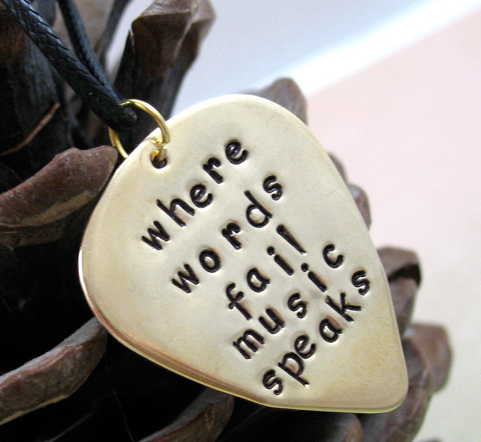 Custom Red Brass Guitar Pick Pendant