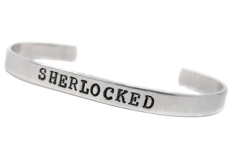 Sherlocked - Aluminum Handstamped 1/4" Bracelet