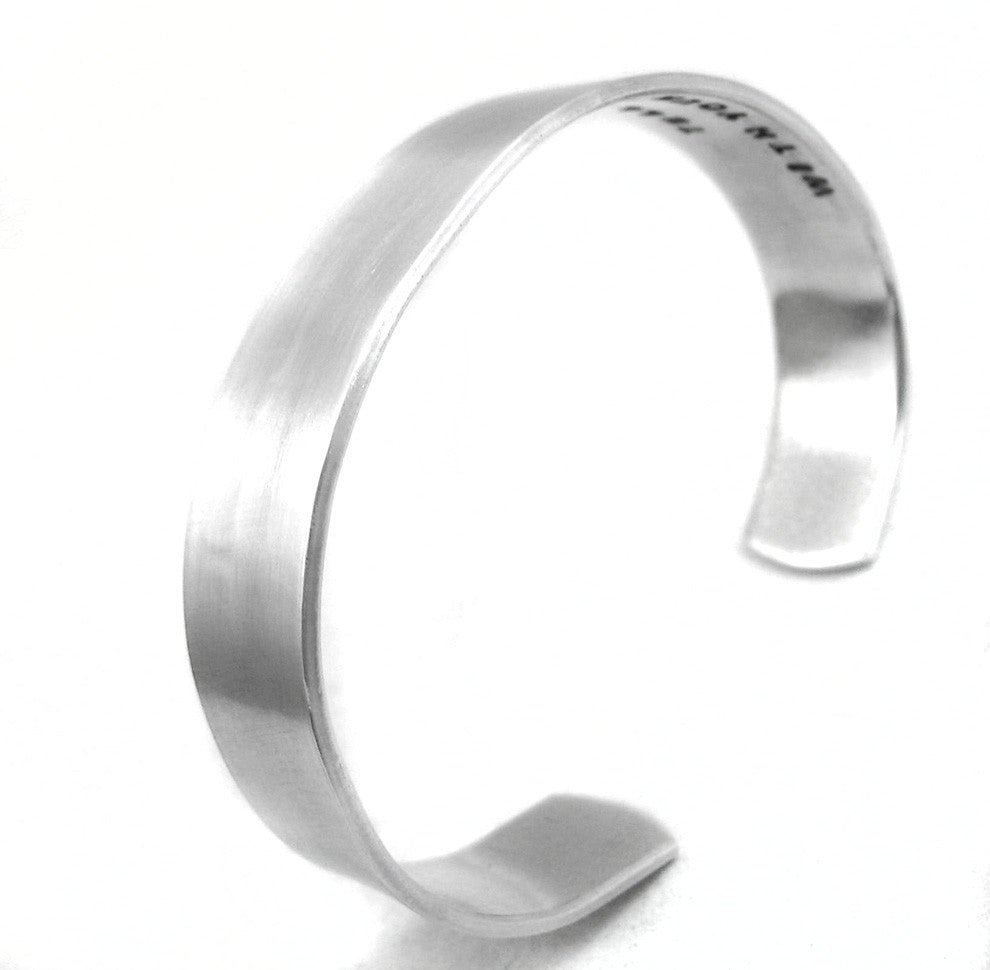 Custom Aluminum Cuff, Stamped on Inside