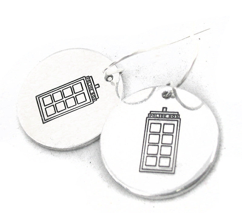 TARDIS symbol - Aluminum Earrings