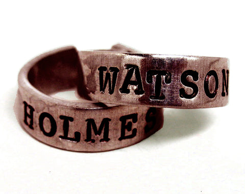 Holmes / Watson - [Sherlock Holmes] Antiqued Copper Ring Pair
