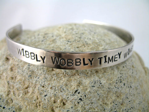 Wibbly Wobbly Timey Wimey...Stuff - [Doctor Who] Sterling Silver Handstamped 1/4” Bracelet