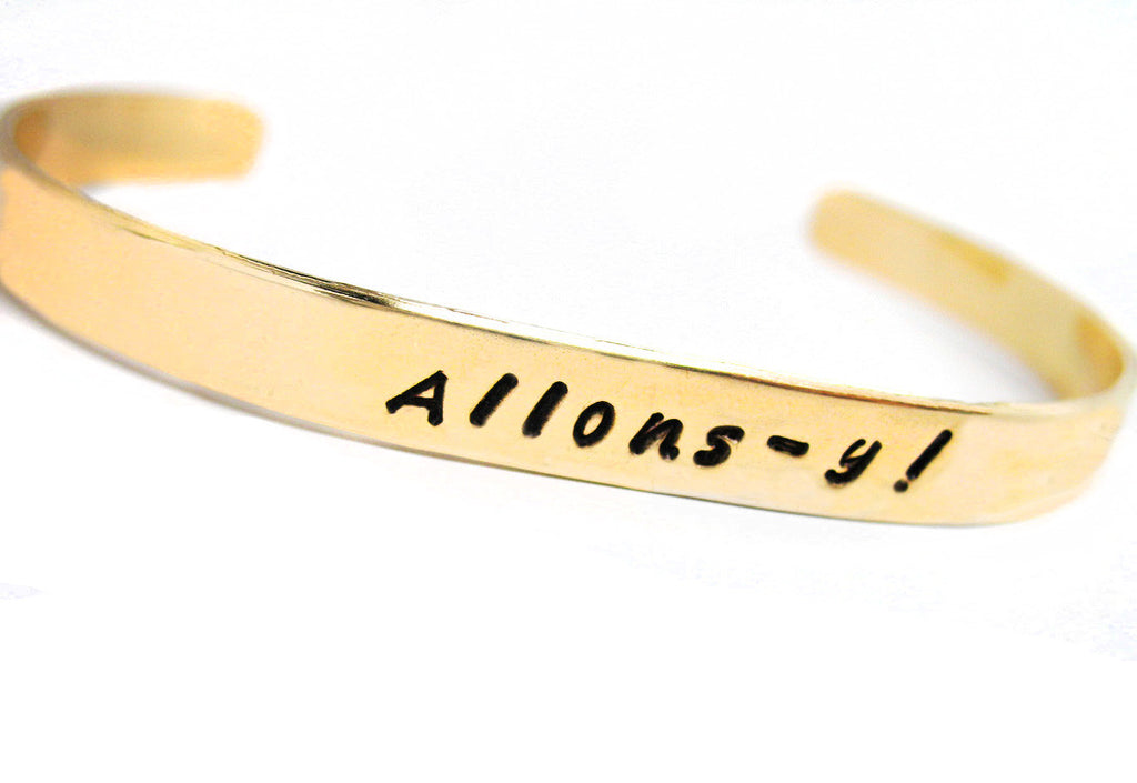Allons-y! - [Doctor Who] Brass Handstamped 1/4" Bracelet
