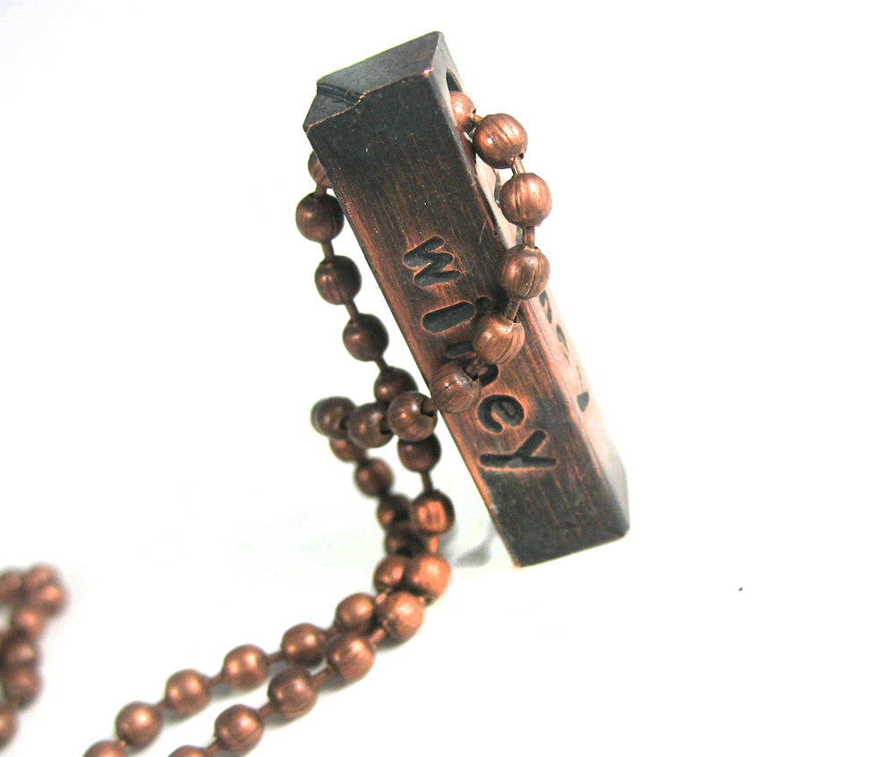 Wibbly Wobbly Timey Wimey - [Doctor Who] Antiqued Copper Bar Pendant