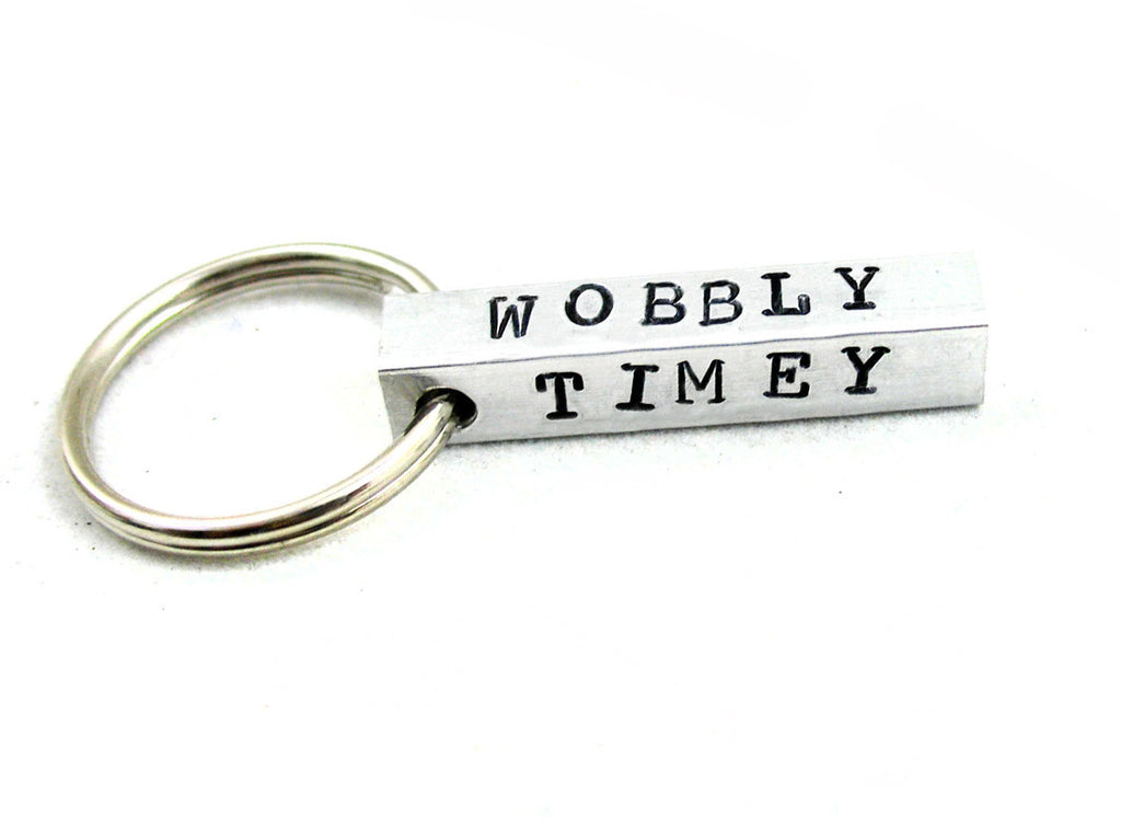 Wibbly Wobbly Timey Wimey - [Doctor Who] Aluminum Handstamped Bar Keychain