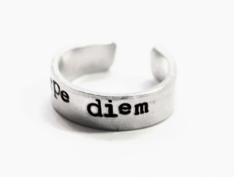 Carpe Diem - Aluminum Handstamped Ring