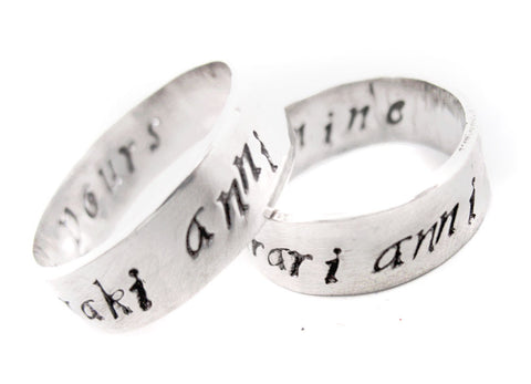 My Sun and Stars/Moon of My Life (Dothraki) - [Game of Thrones] Sterling Silver Handstamped Rings w/Inner Inscription