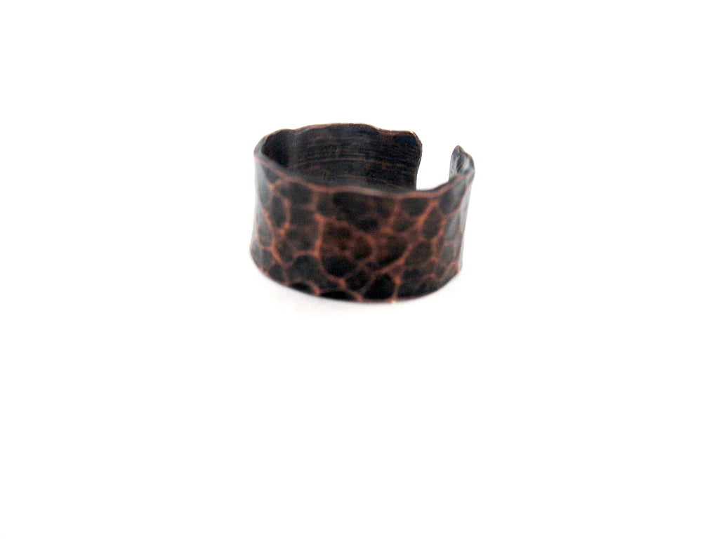 Custom Antiqued Copper Ring w/Hammered Finish