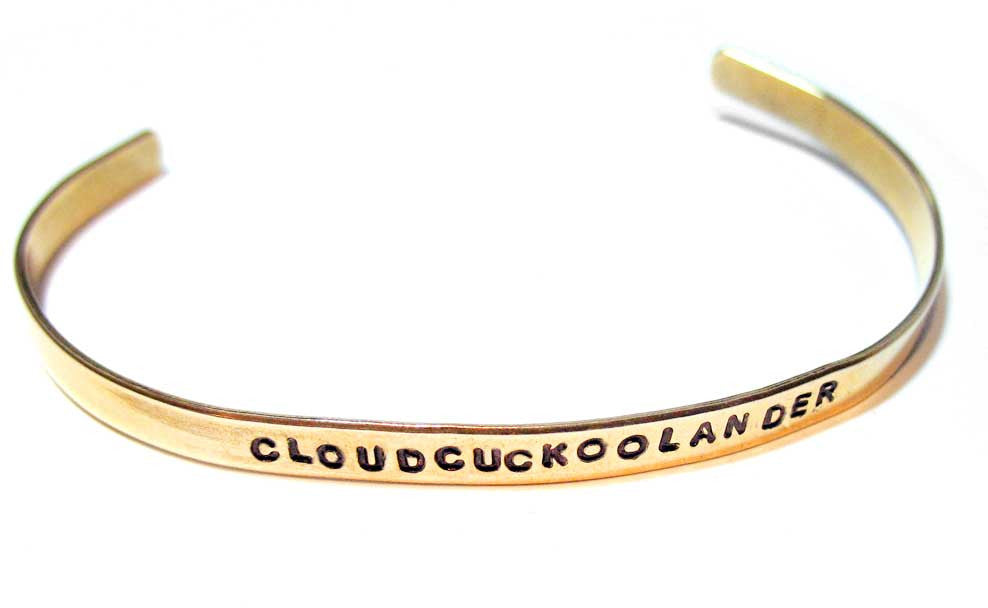 Cloudcuckoolander - TV Tropes Red Brass Handstamped Bracelet