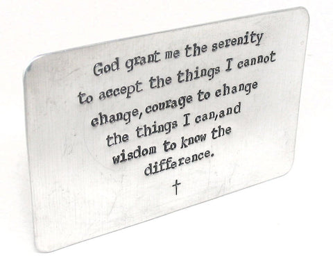 The Serenity Prayer - Aluminum Handstamped Wallet Insert, Card Sized