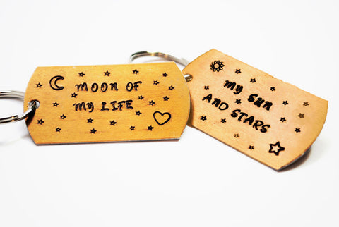 My Sun and Stars/Moon of My Life - [Game of Thrones] Anodized Aluminum Handstamped Keychain Set