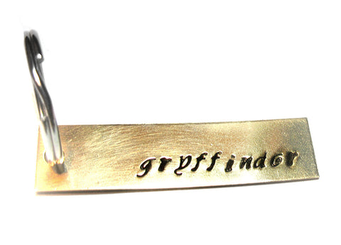 Gryffindor - Red Brass Handstamped Keychain