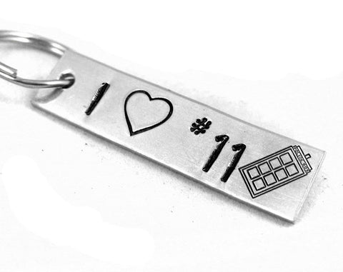 I Heart #11 - Aluminum Handstamped Keychain