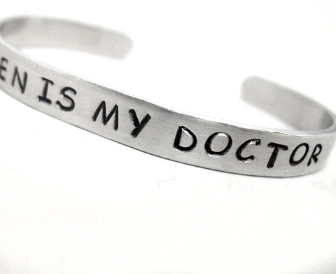 Eleven Is My Doctor - Aluminum Handstamped 1/4"Bracelet