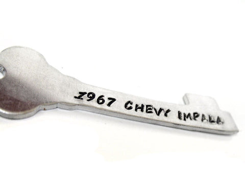 1967 Chevy Impala [Supernatural] - Aluminum Handstamped Key Shaped Keychain