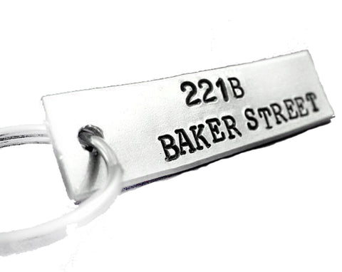 221B Baker Street - [Sherlock Holmes] Handstamped Aluminum Keychain