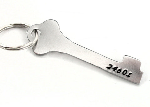 24601 - [Les Miserables] - Aluminum Handstamped Key Shaped Keychain