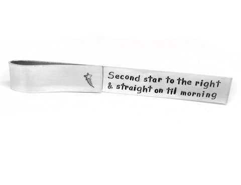 Second Star to the Right & Straight On Til Morning - [Peter Pan] Aluminum Handstamped Bookmark