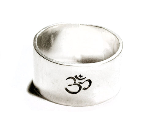 Ohm Symbol - Sterling Silver Handstamped Solid Band Ring