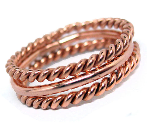 Copper Stacking Rings Trio