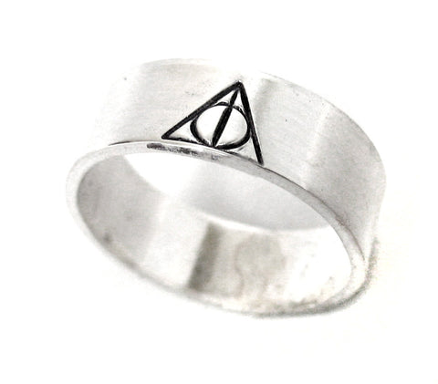 Deathly Hallows Symbol - Sterling Silver Handstamped Ring