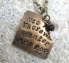 Not All Those Who Wander Are Lost - Antiqued Brass Pendant w/Black Swarovski Crystal