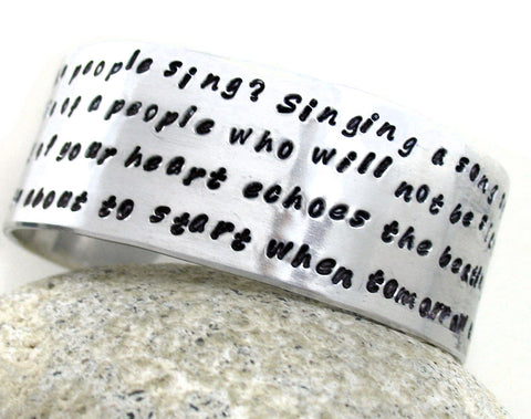 Do You Hear the People Sing - [Les Mis] Aluminum Handstamped 1” Cuff