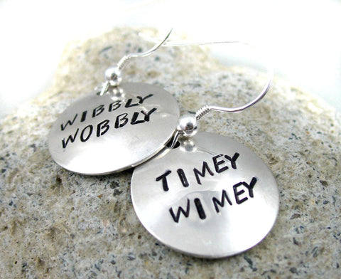 Wibbly Wobbly Timey Wimey - [Doctor Who] Sterling Silver Handstamped Earrings