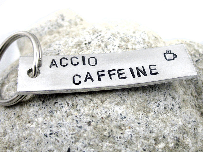 Accio Caffeine - Handstamped Aluminum Keychain