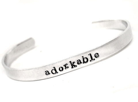Adorkable - Aluminum Handstamped 1/4" Bracelet